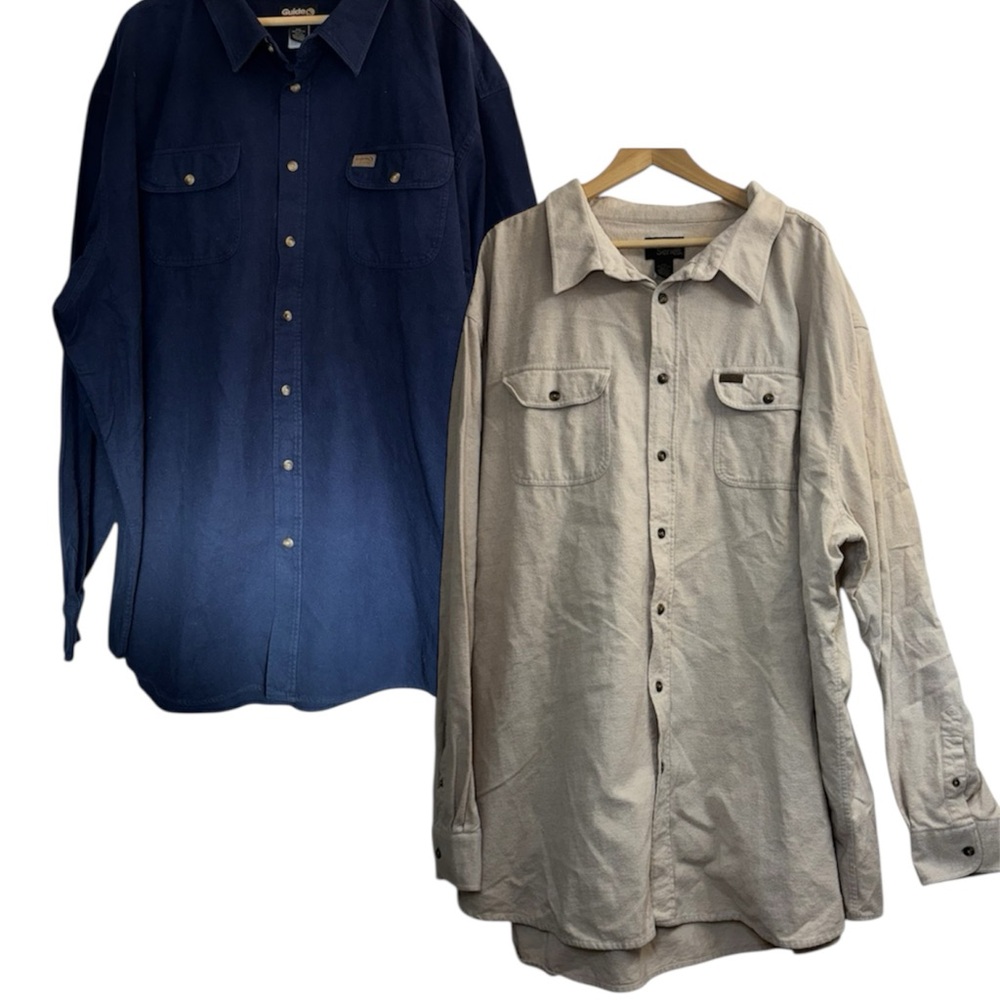 Guide Series Men's 5XL Heavy Cotton Shirt Button Up Bundle Of 2 Granola Forest